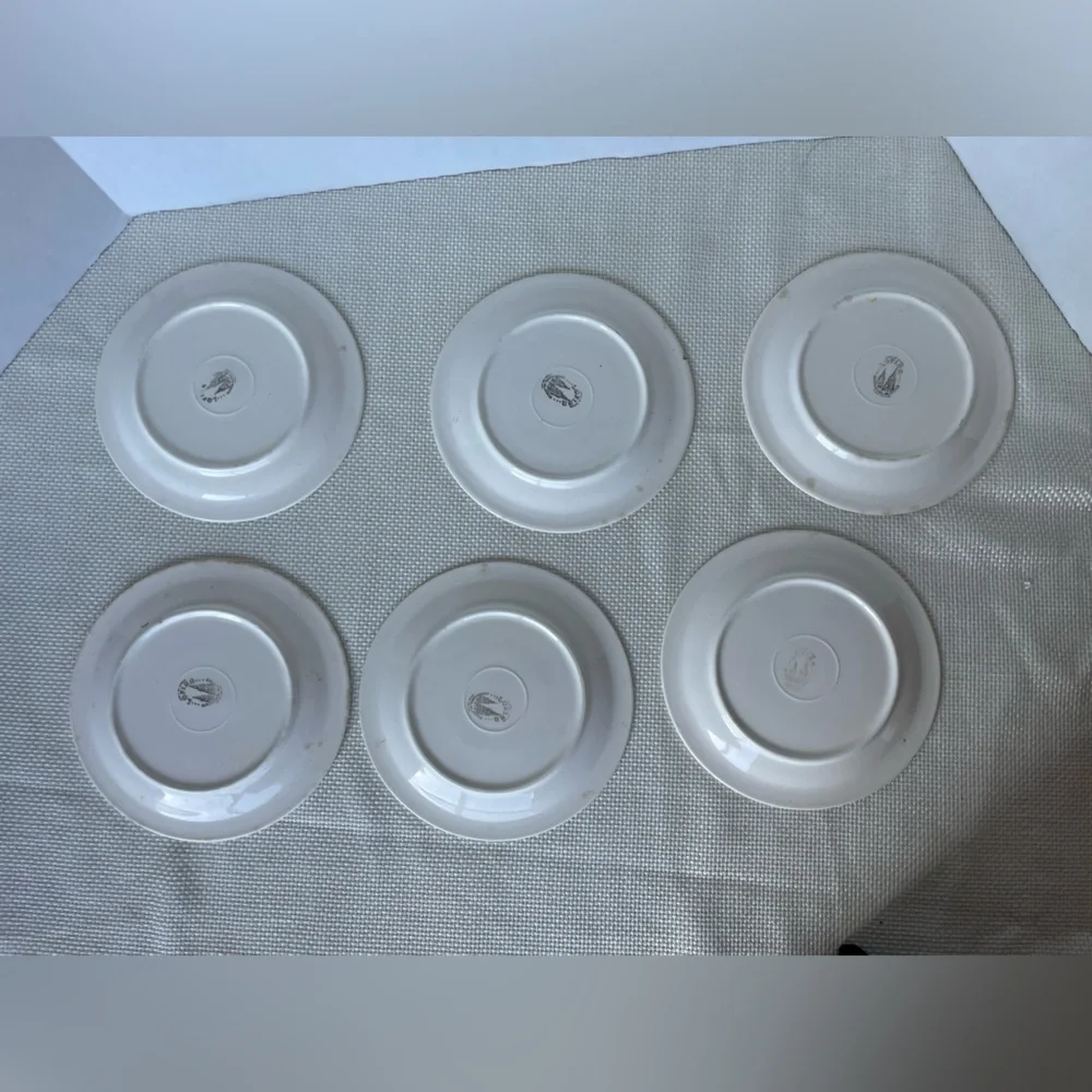 Lofisa Vintage Set Of 6 Plates White Flowers Gold Rim 7.5 Inches